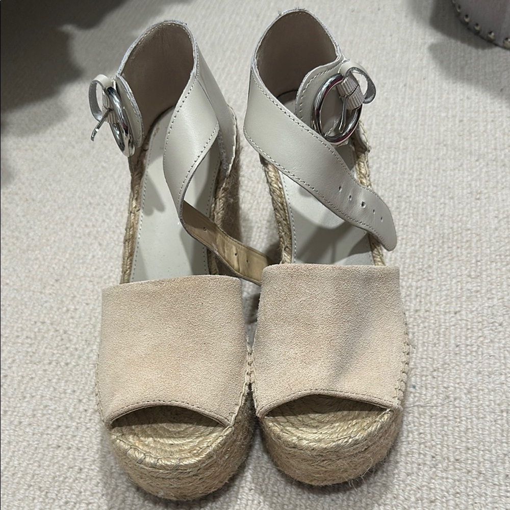 Marc Fisher Cream Espadrille Wedge Sandals